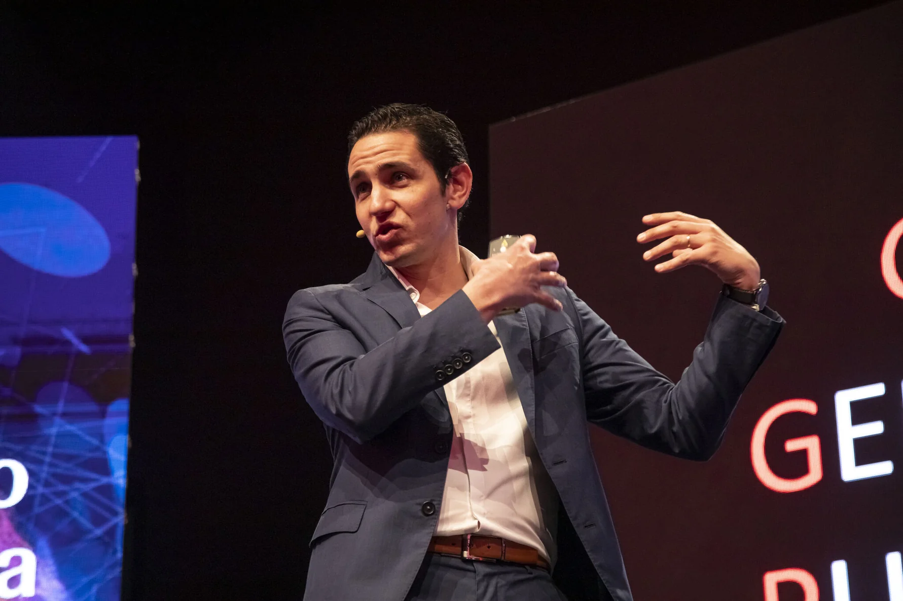 José Pedro Almeida delivering an enterprise AI keynote on stage