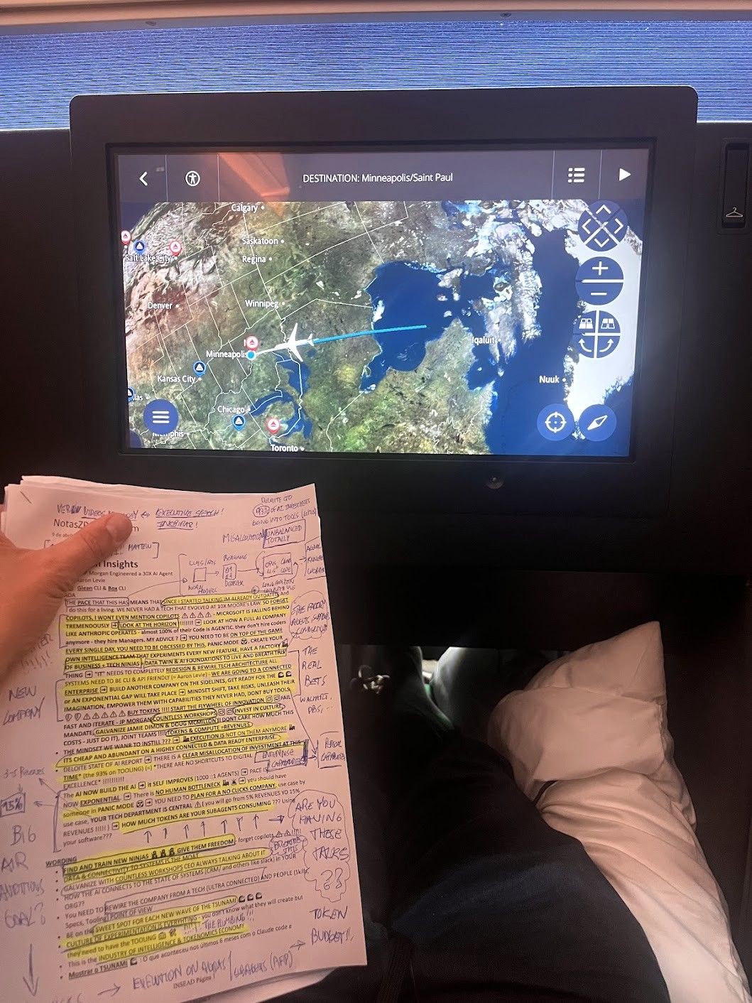 Handwritten notes and preparation ahead of an AI transformation engagement